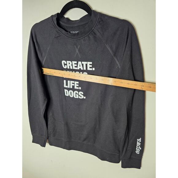 ESPWA Black Long Sleeve Thin Sweater Top Create Music Graphic Tee Shirt Small - Picture 6 of 7